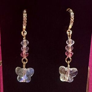 Beaded Butterfly Dangle Earrings